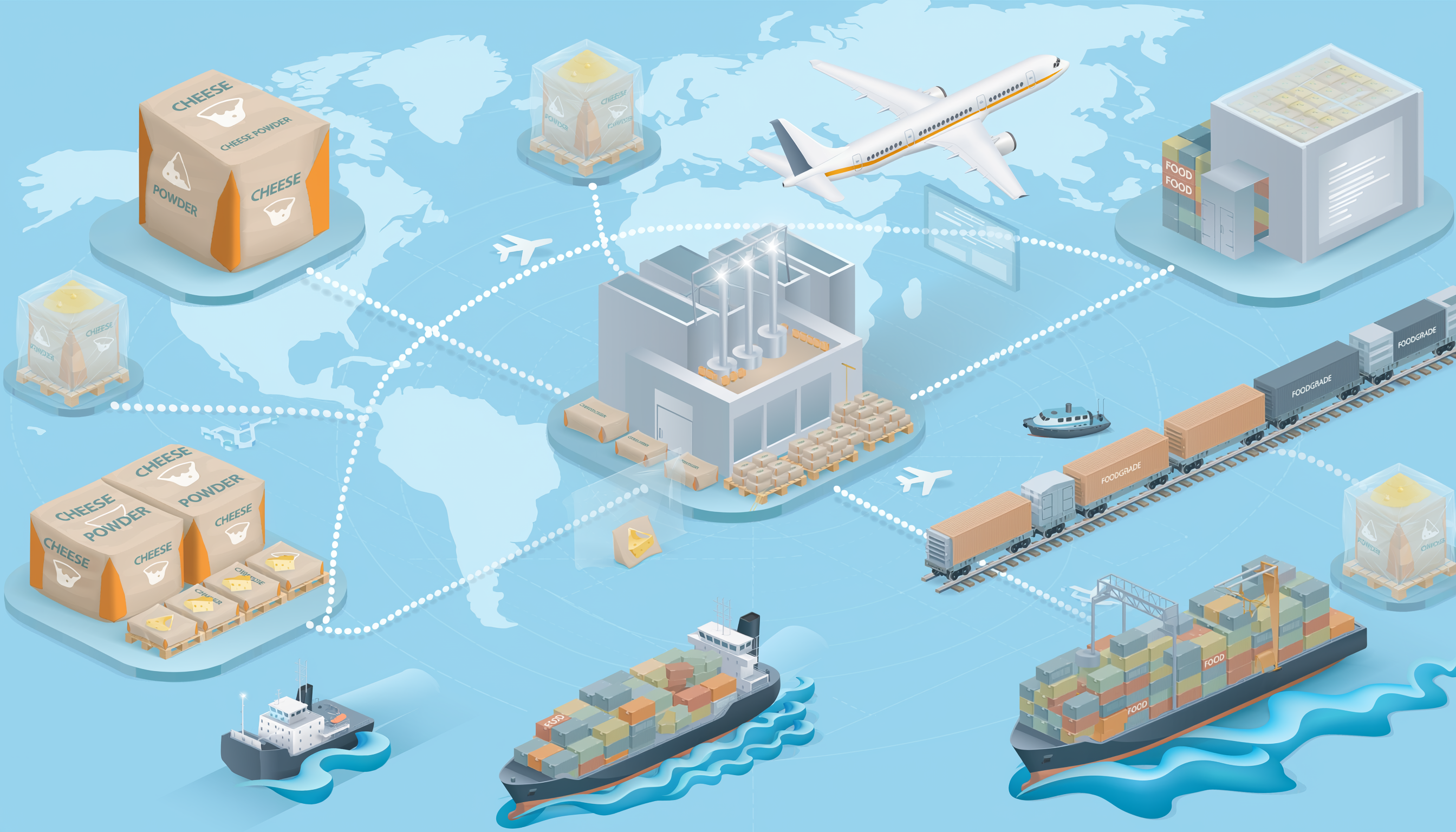 Firefly_Global transportation and logistics of cheese powder 628174.png